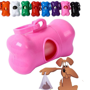 manufacturer custom add logo Bone Shape Pet Poop Bag Dispenser Mix Color Poop Bag with Hook Poop Bag Holder for dog