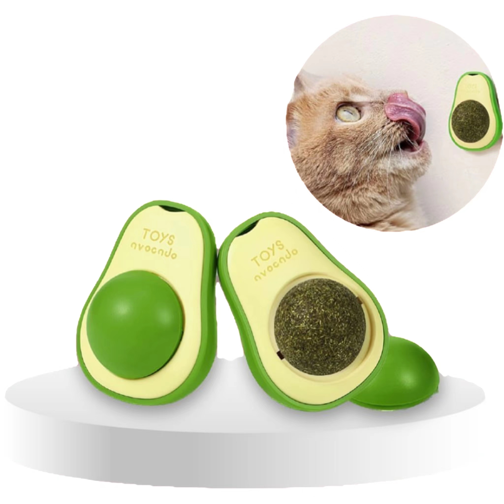 Catnip Wall Toys Avocado with Rot-able Fun Self Safe Healthy Kitten Chew Toys Teeth Cleaning Cat Bite Toy