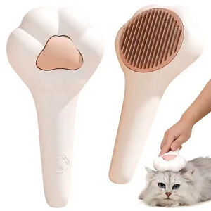 Free Sample Cat Supplies Pet Comb Massage Cute Paw Shape One Touch De-shedding Comb Remove Floating Hairs for Dog Cats