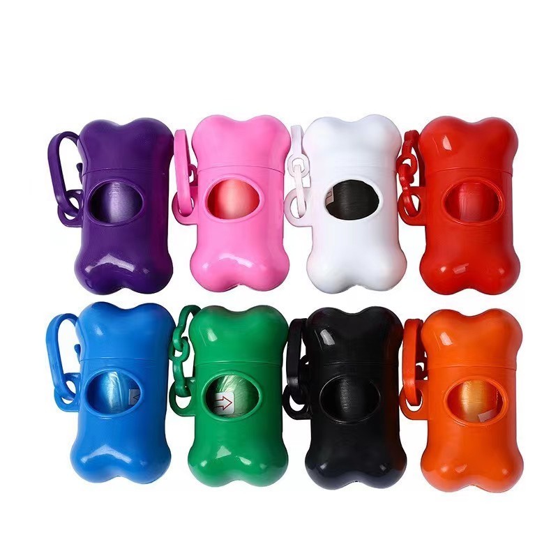 manufacturer custom add logo Bone Shape Pet Poop Bag Dispenser Mix Color Poop Bag with Hook Poop Bag Holder for dog