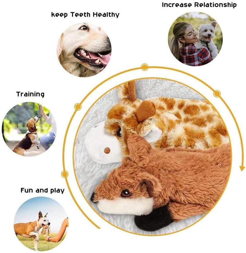 Crinkle Dog Squeaky Durable Plush Dog Toys Stuff-less Puppy Toys for Boredom and Stimulating