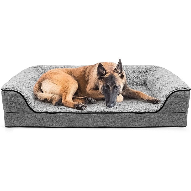 Orthopedic Dog Bed Bolster Couch for Large Dogs Removable Washable Cover Pet Bed Foam Nonskid Dog Mat