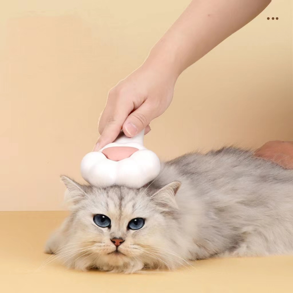 Free Sample Cat Supplies Pet Comb Massage Cute Paw Shape One Touch De-shedding Comb Remove Floating Hairs for Dog Cats