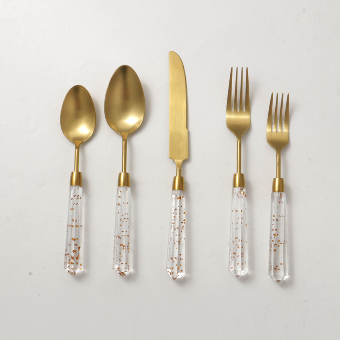 Besta cutlery set DDP stainless steel gold flatware set with acrylic handle