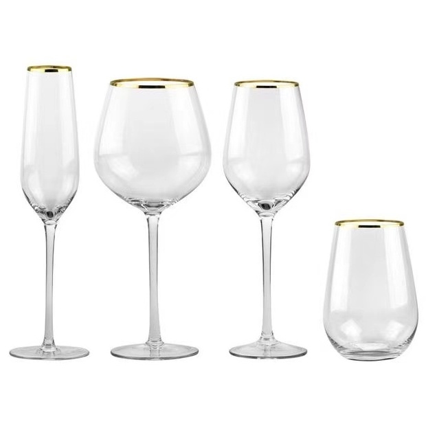 Creative Phnom Penh Crystal Unleaded Wine Champagne Glasses European High-heeled Wedding Goblet With Gold Rim