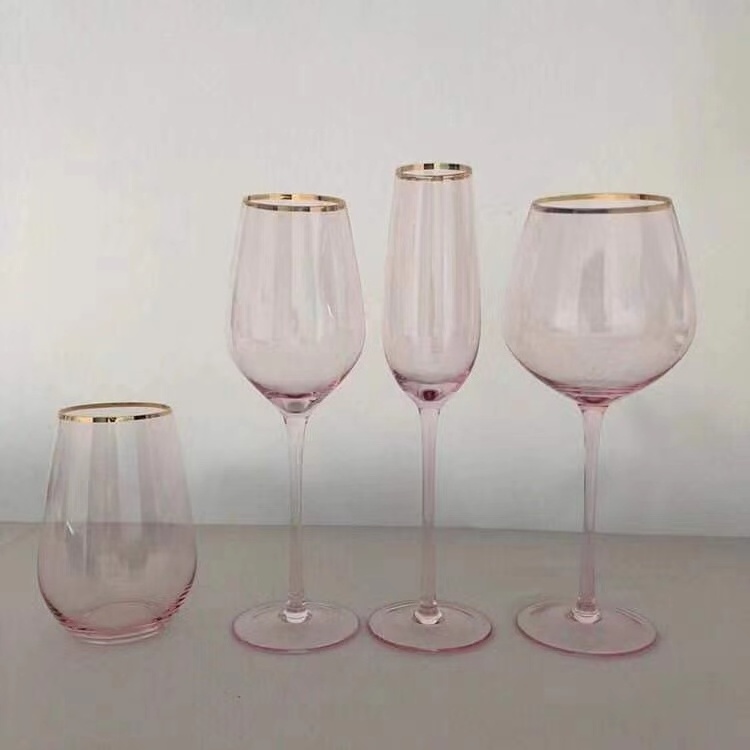 Creative Phnom Penh Crystal Unleaded Wine Champagne Glasses European High-heeled Wedding Goblet With Gold Rim