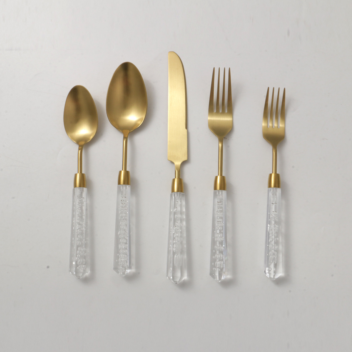 Besta cutlery set DDP stainless steel gold flatware set with acrylic handle