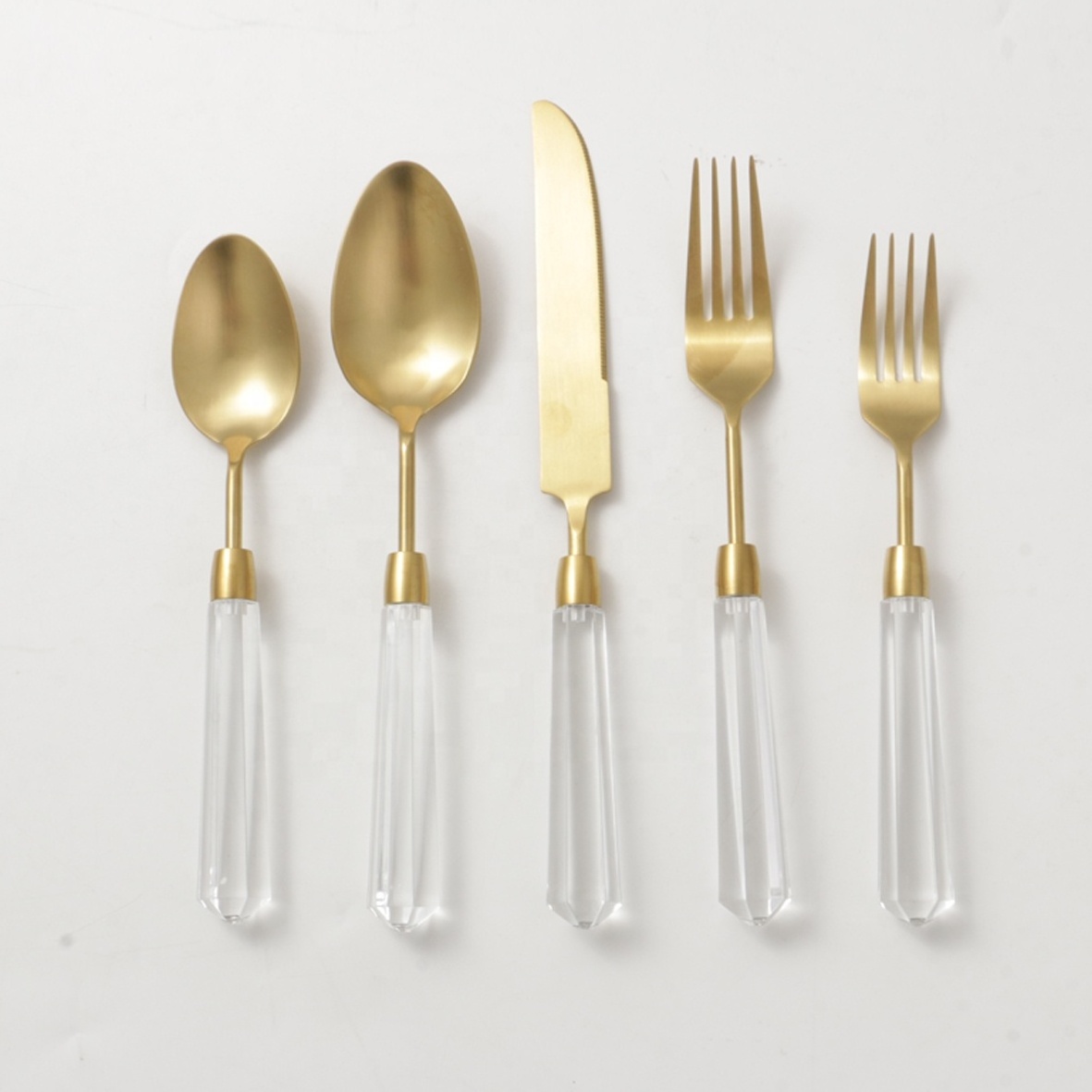 Besta cutlery set DDP stainless steel gold flatware set with acrylic handle