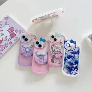 Cartoon Hello Kitty Phone Case For iPhone 14 Case 13 12 11 Pro Max Xs Xr Girls Makeup Mirror Case Cover