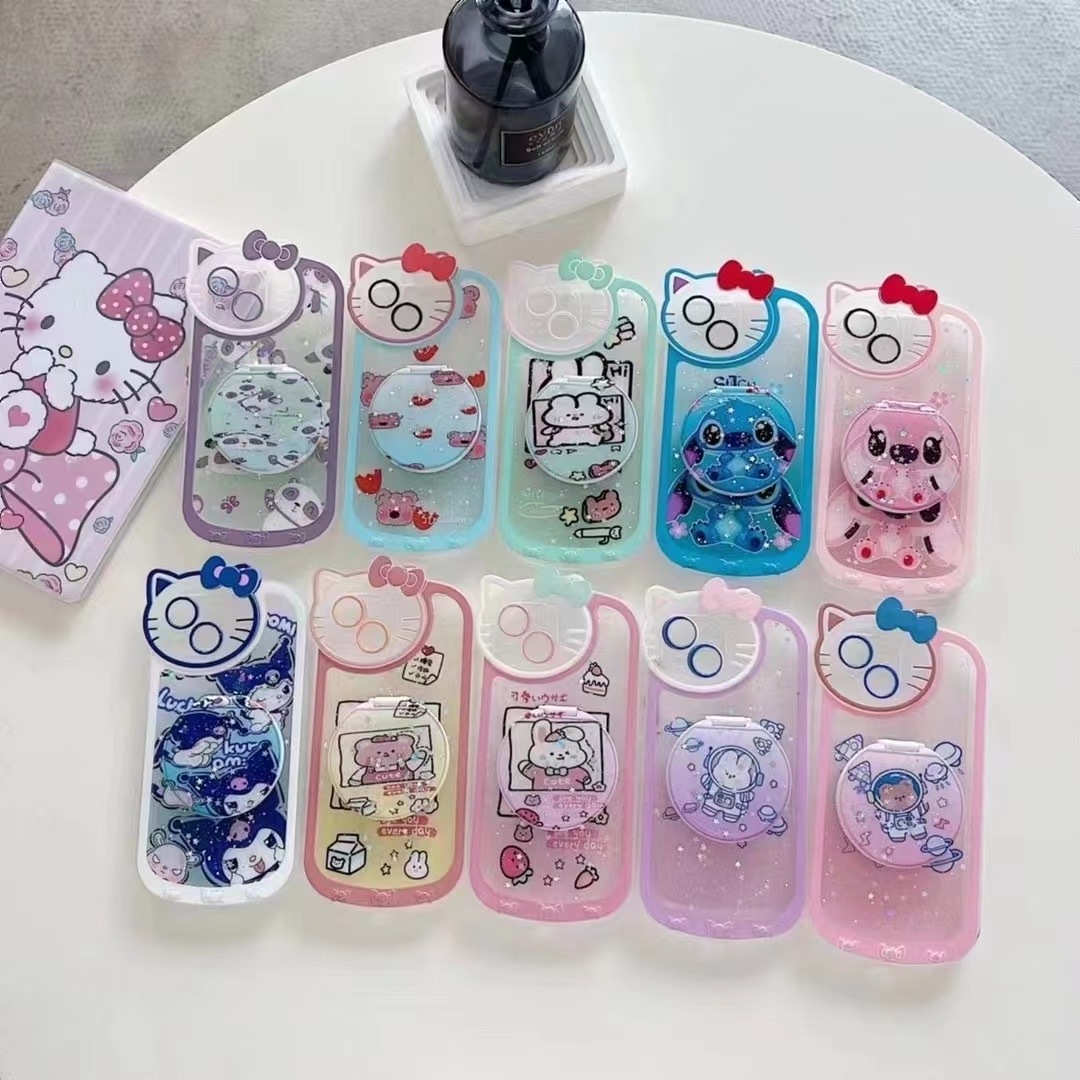 Cartoon Hello Kitty Phone Case For iPhone 14 Case 13 12 11 Pro Max Xs Xr Girls Makeup Mirror Case Cover