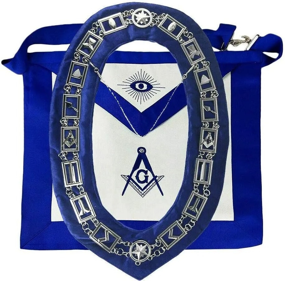 Wholesale manufacture Masonic Master Masons Apron & Silver Working Tools Masonic Chain Collar Regalia Bundle masonic regalia