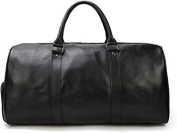 Large Leather Travel Bag Sports Flight Cabin Bag Leather Overnight Weekend Black luggage Leather bags