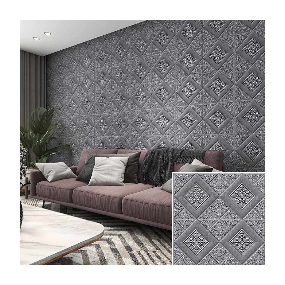 Waterproof 3d wall paper self adhesive home wallpaper 3d foam wall sticker  foam wall panels