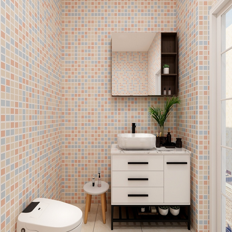 Waterproof bathroom wallpaper removable tile wall paper wall stickers 3d mosaic wallpaper for shower room