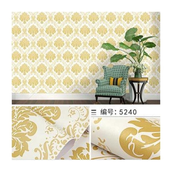 Damask embossed Self-adhesive wallpaper 10 meters sitting room  waterproof PVC peel and stick wall paper