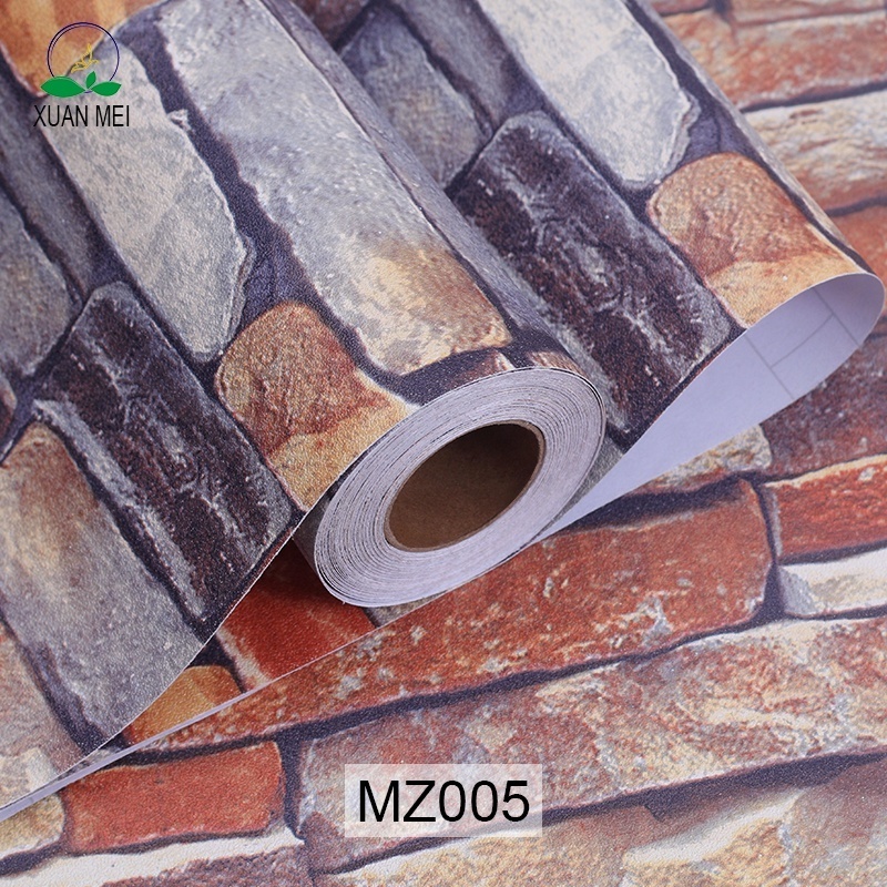 Factory supply cheap stone wall paper rolls 3d brick pvc self adhesive wallpaper