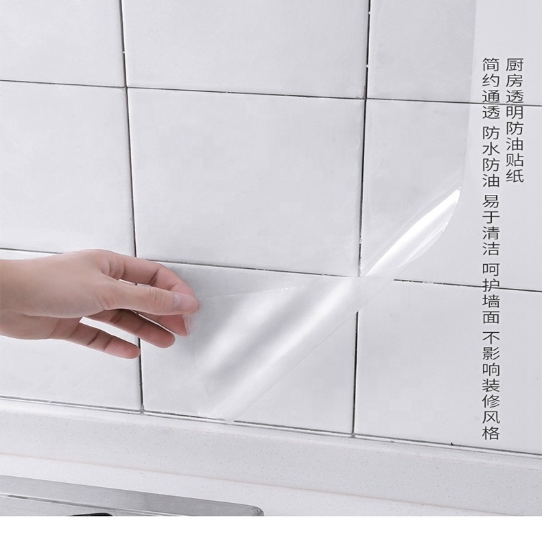 Transparent  Kitchen Film Backsplash Transparent Self Adhesive Heat Resistant Wallpaper Oil Proof Kitchen Wall Sticker pet film