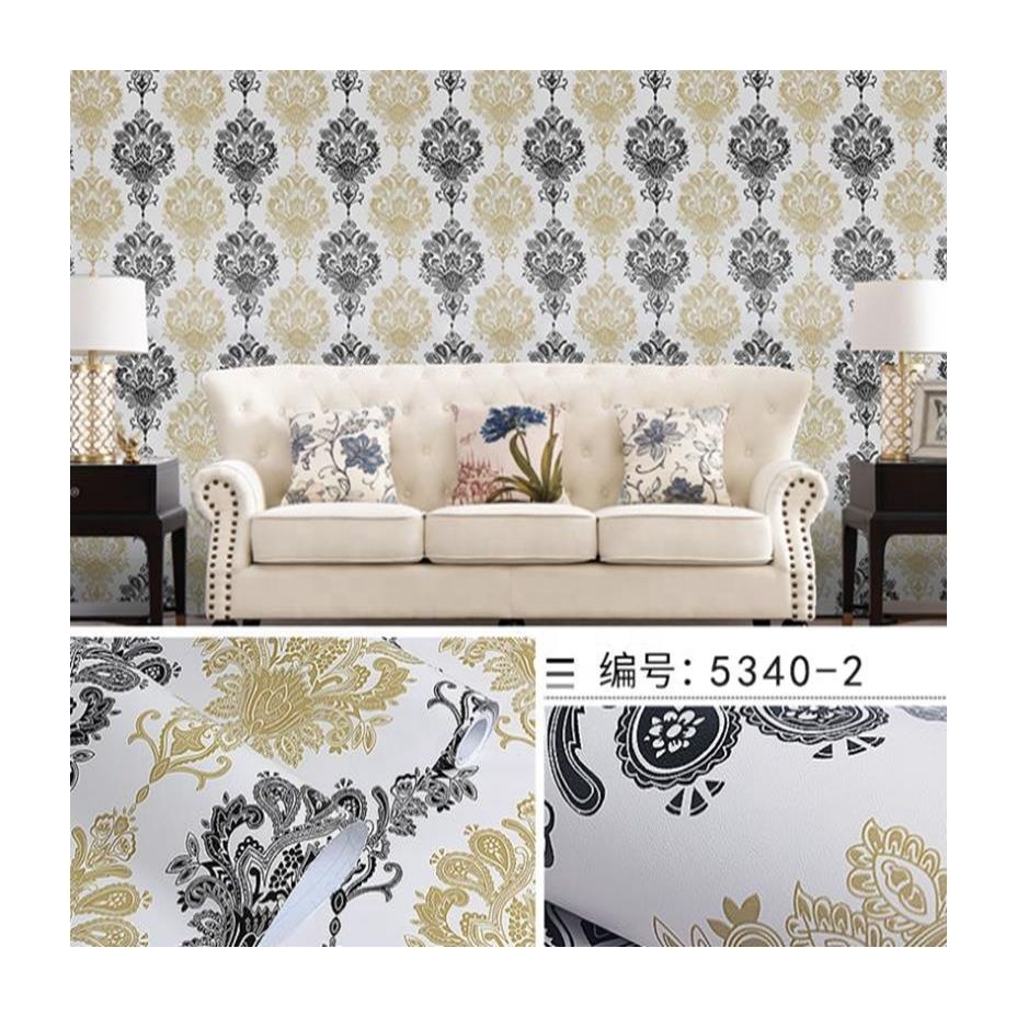 Damask embossed Self-adhesive wallpaper 10 meters sitting room  waterproof PVC peel and stick wall paper