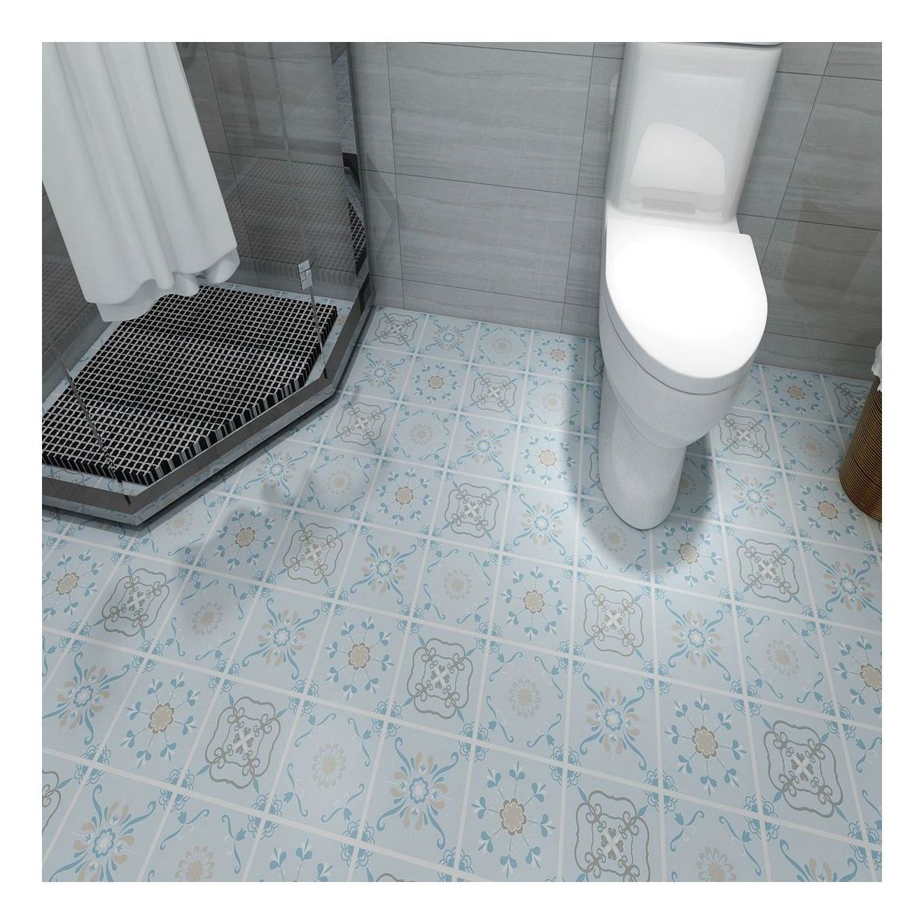 Self adhesive  tile sticker 3d floor sticker waterproof for bathroom floor tile anti-slip covering