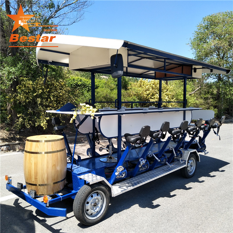 15 people roof quadricycle mini pedal bus solar panel pub bike for sale