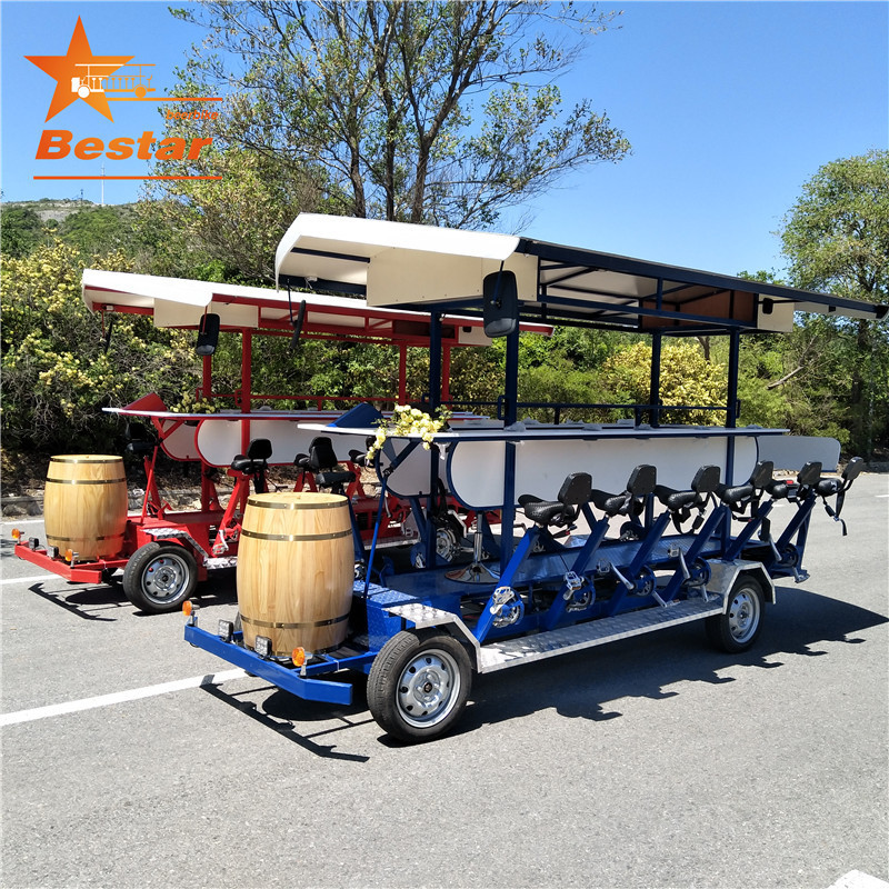 15 people roof quadricycle mini pedal bus solar panel pub bike for sale