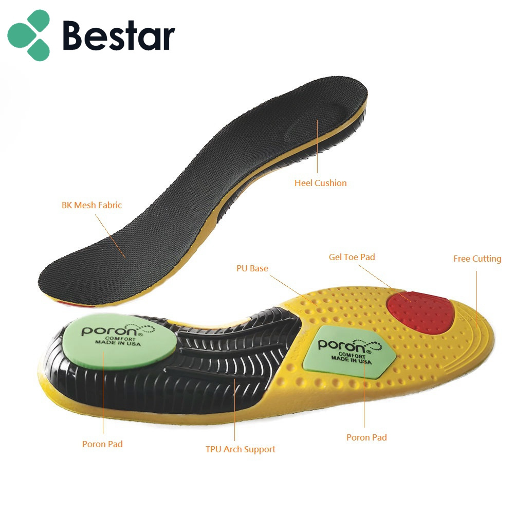 PU Foam Poron Shock Absorbing Sport Insole With Arch Support