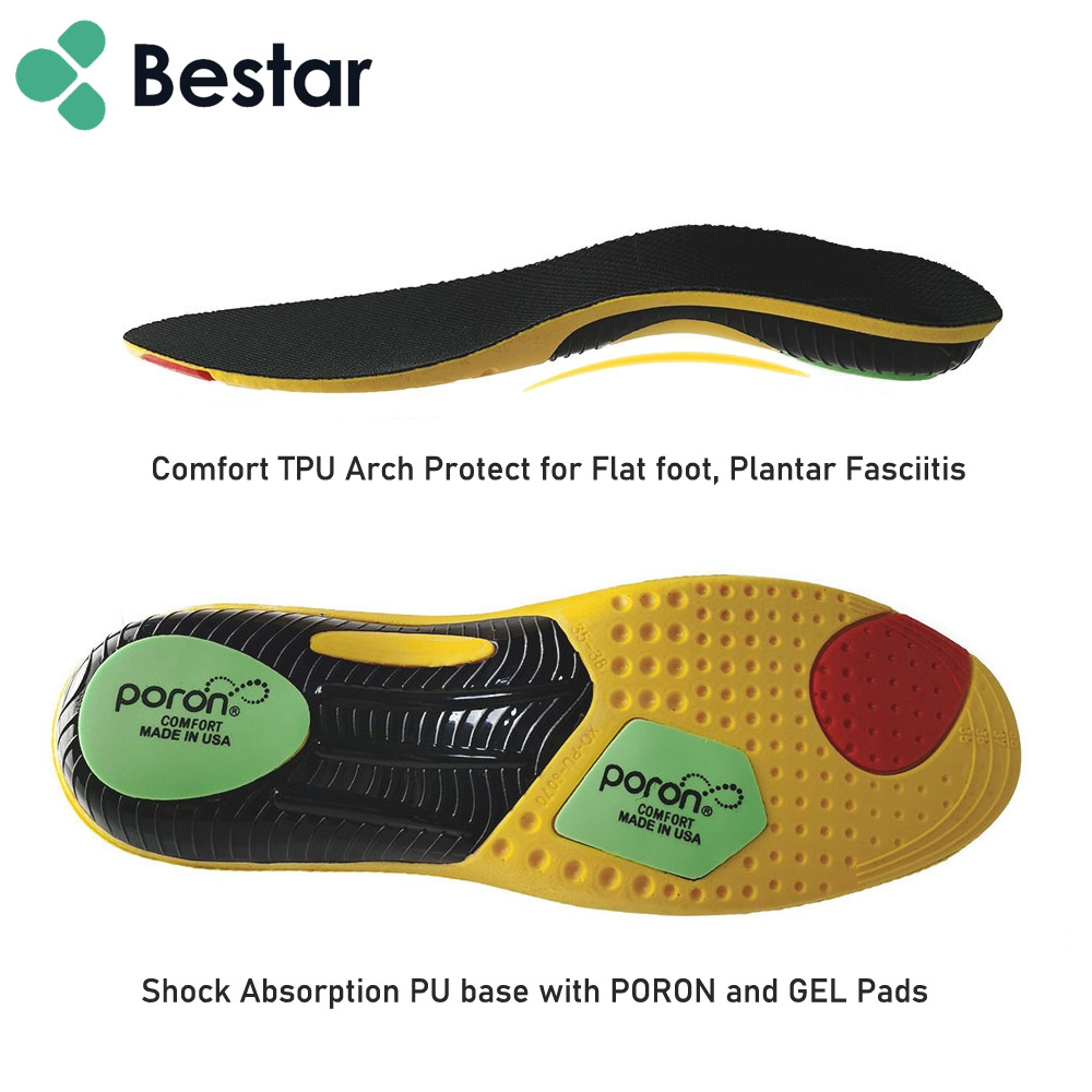 PU Foam Poron Shock Absorbing Sport Insole With Arch Support