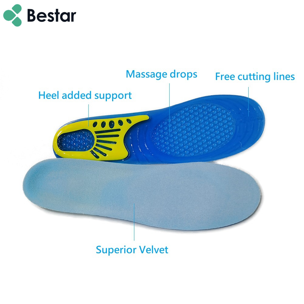 Silicone Non-Slip Free Size Gel Soft Sport Shoe Insoles TPE Insole Foot Care For Feet Shoes Sole Shock Absorption Pads