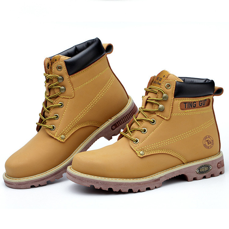 Industrial Protective Breathable Men Leather Steel Toe Working Boots Safety Work Shoes For Man