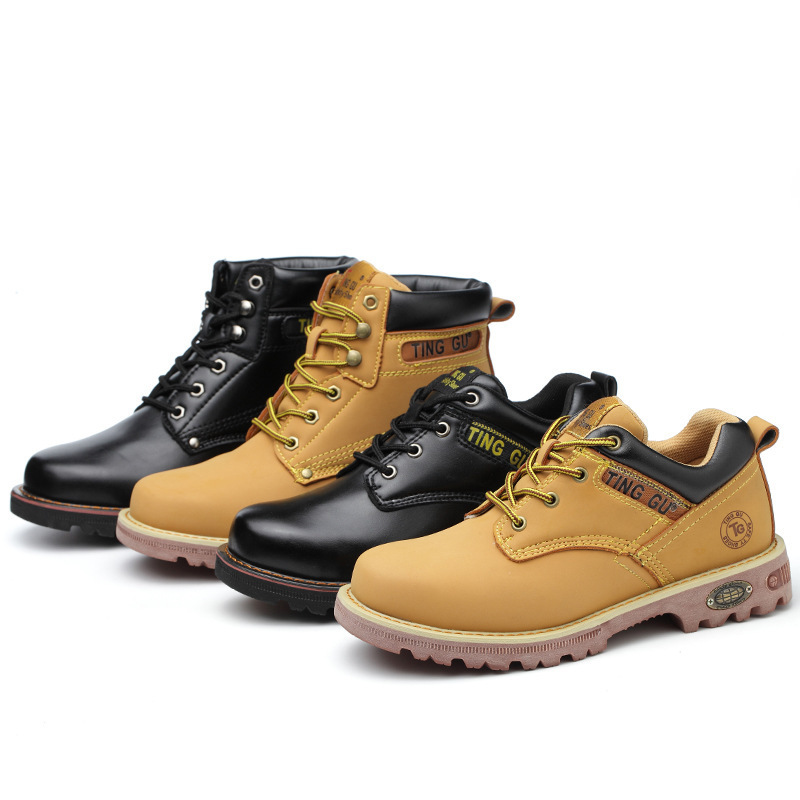 Industrial Protective Breathable Men Leather Steel Toe Working Boots Safety Work Shoes For Man