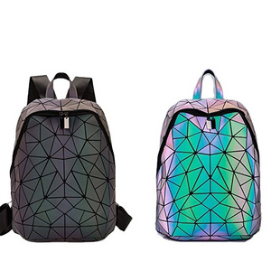 Geometric Backpack Geometric Laptop Backpacks Reflective Bag Silver/Luminous/Black