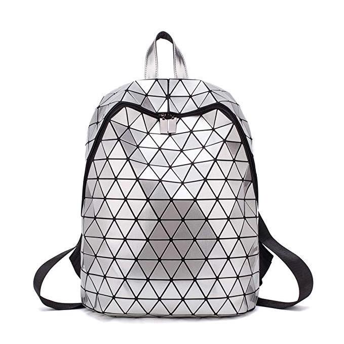 Geometric Backpack Geometric Laptop Backpacks Reflective Bag Silver/Luminous/Black