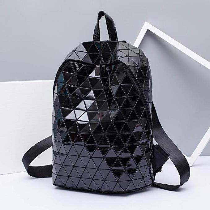 Geometric Backpack Geometric Laptop Backpacks Reflective Bag Silver/Luminous/Black