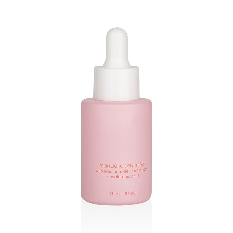 beautiful matte pink facial serum packaging empty pink glass dropper bottle with customized logo 30ml 20ml