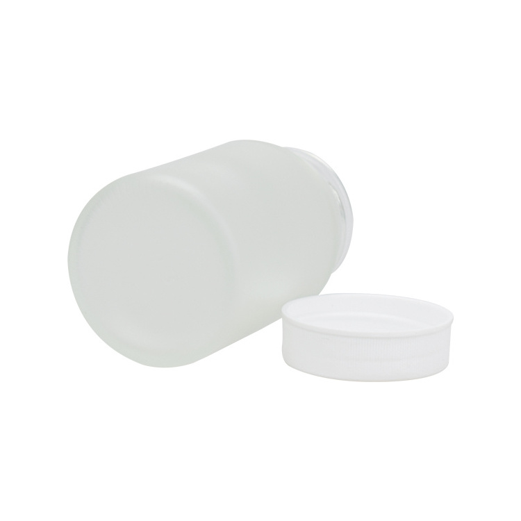 medical packaging bottle medicine pill bottle 60ml frosted wide mouth glass bottle with white plastic lid