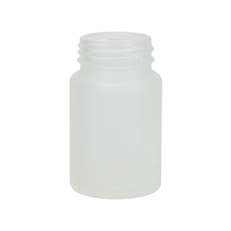 medical packaging bottle medicine pill bottle 60ml frosted wide mouth glass bottle with white plastic lid