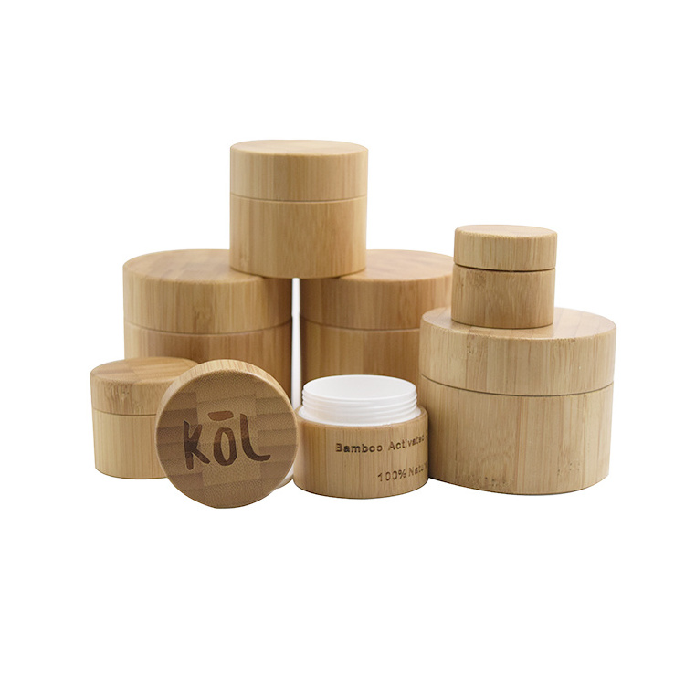 Stock plastic jar bamboo cosmetic packaging 5g 10g 15g 30g 50g 100g 150g 200g bamboo pet jar