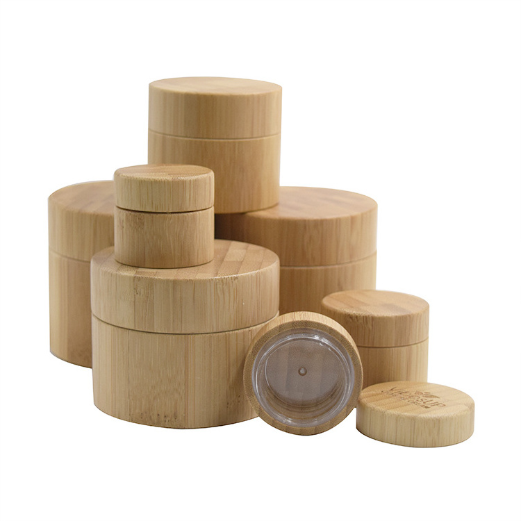 Stock plastic jar bamboo cosmetic packaging 5g 10g 15g 30g 50g 100g 150g 200g bamboo pet jar