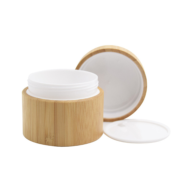 Stock plastic jar bamboo cosmetic packaging 5g 10g 15g 30g 50g 100g 150g 200g bamboo pet jar