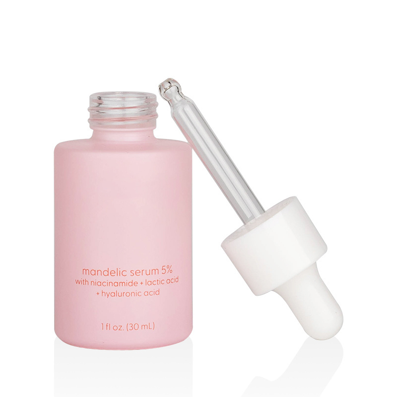 beautiful matte pink facial serum packaging empty pink glass dropper bottle with customized logo 30ml 20ml