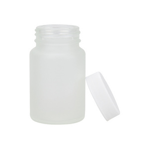 medical packaging bottle medicine pill bottle 60ml frosted wide mouth glass bottle with white plastic lid