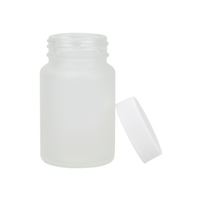 medical packaging bottle medicine pill bottle 60ml frosted wide mouth glass bottle with white plastic lid