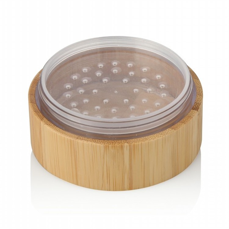 30g Cosmetic full bamboo jar PP inner loose powder compact container