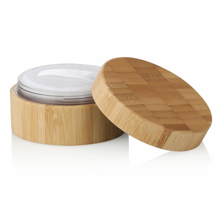 30g Cosmetic full bamboo jar PP inner loose powder compact container