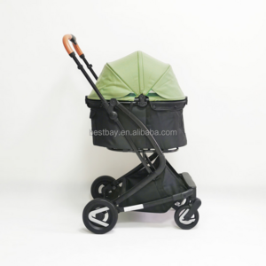 No zipper organized rover dog cat pet stroller 360 swivel front wheel with durable and water-repellent oxford fabric pet buggy