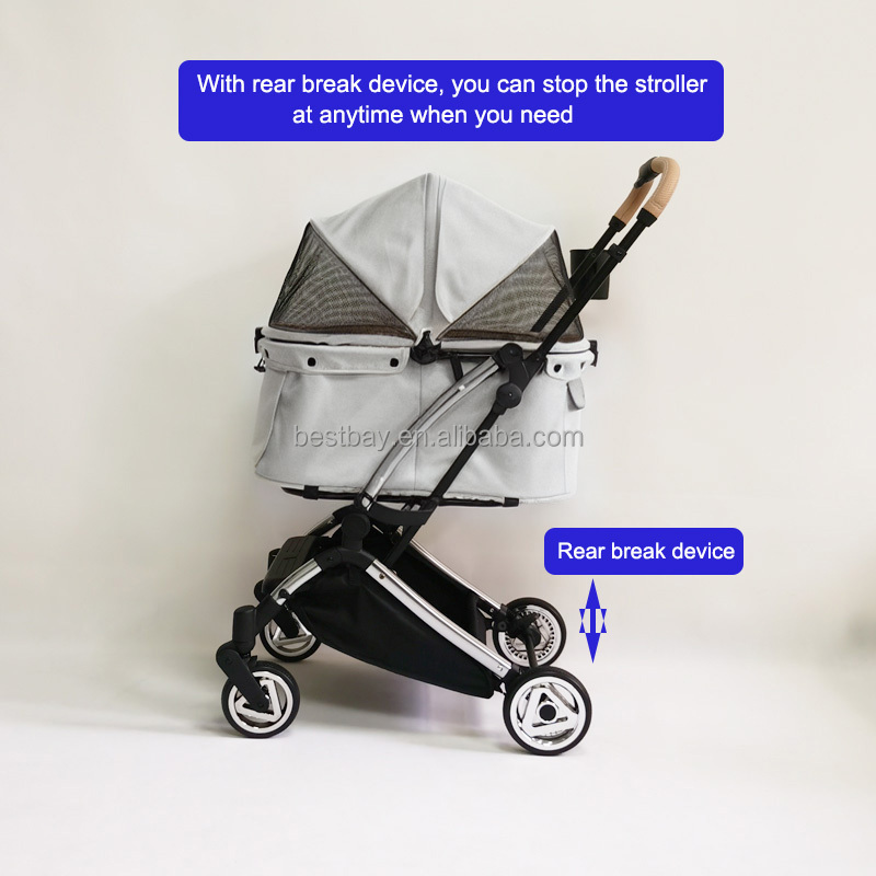 Cat dog Jogger stroller for Medium pet stroller with adjustable canopy and 4 EVA wheels  rear brake device pet stroller