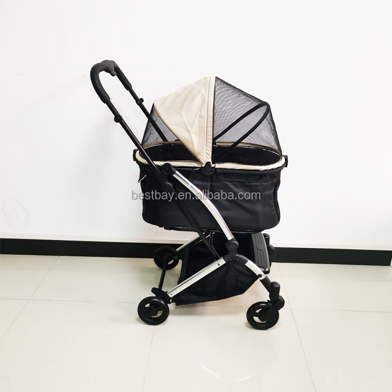 Lightweight Fast Folding Dog Stroller Carriage for Small Medium Sized Pet dog stroller rear brake pet stroller