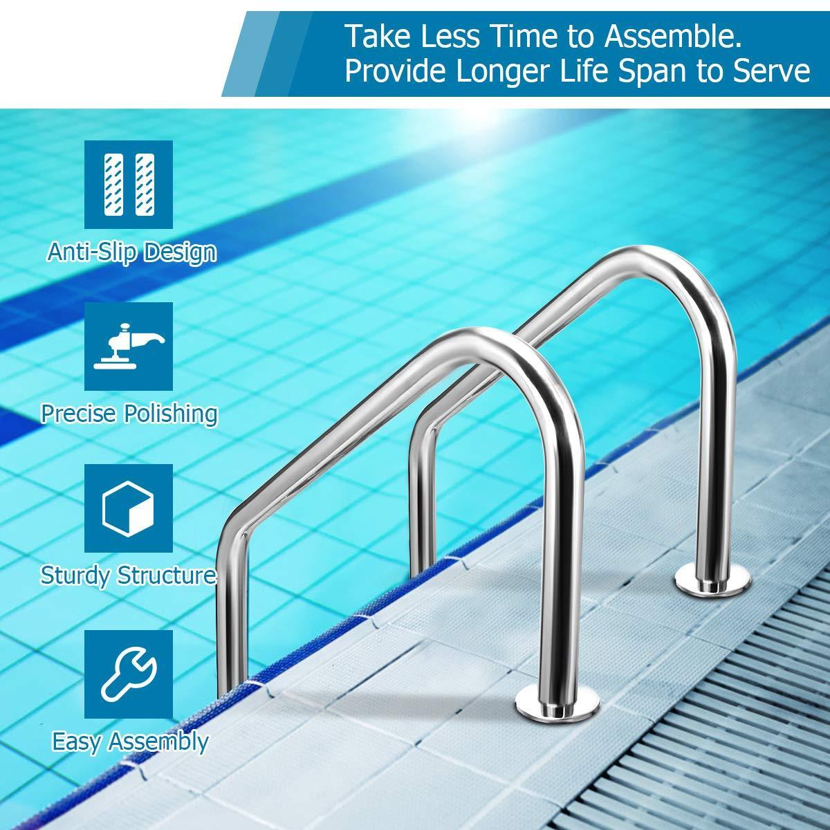 BONNY Swimming Pool Ladder Pad Heavy Weight Above Ground Pool Ladder Sliver CUSTOMER Stainless Steel 304 Step Ladder 3 Steps