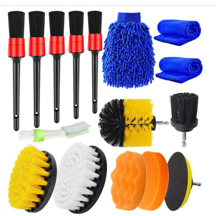 Popular 21Pcs Car Wheel Brush Rim Tire Detail Brush Car Wheel Cleaning Brush for Car