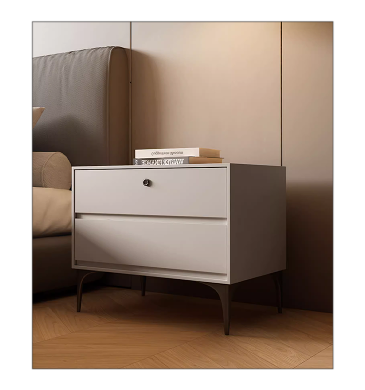 2024 New Smart Nightstand Microfiber With Steel Legs Side Table Bedroom Furniture Table Bedside With Fingerprint Lock